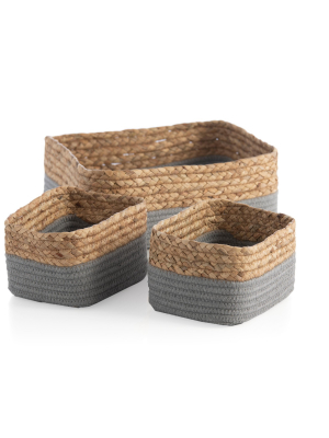 Set Of 3 Grey Dalton Organizer Baskets - Gray - Shiraleah