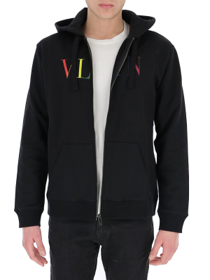 Valentino Vltn Print Zipped Sweater