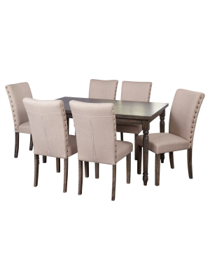 7 Piece Burntwood Parson Dining Set - Weathered Gray - Target Marketing Systems