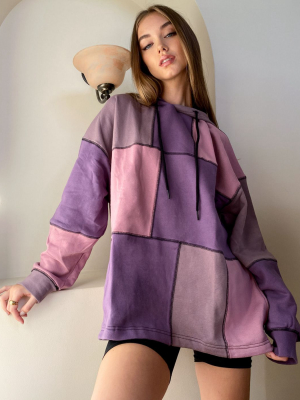 The Ragged Priest Oversized Hoodie In Pastel Patchwork Set