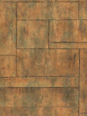 Stirling Wallpaper In Copper And Green From The Metalworks Collection By Seabrook Wallcoverings