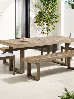 Portside Outdoor 76.5" Dining Table, 2 Benches & 2 Textilene Chairs Set