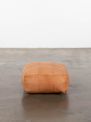 Quilted Natural Leather Pouf