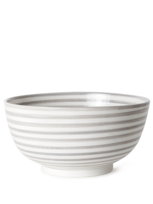 Jumbo Ceramic Salad Bowl - Gray Stripe