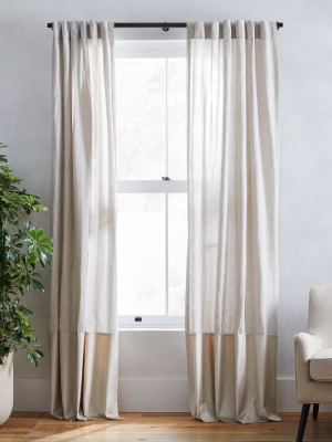 Belgian Flax Linen & Luster Velvet Curtain - Natural/stone