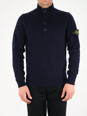 Stone Island Logo Patch Buttoned Sweater