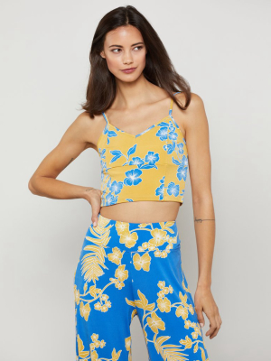 Sleeveless Floral Crop Top