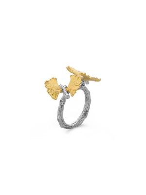 Butterfly Ginkgo Ring With Diamonds