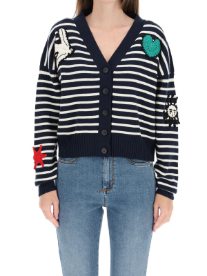 Alexander Mcqueen Crochet Patches Striped Cardigan