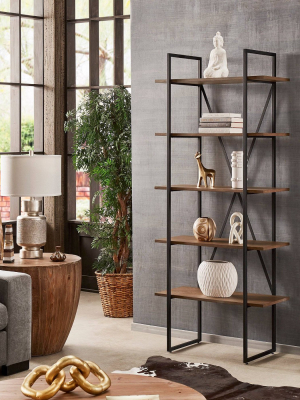 Nathyn 5 Shelf X Back Metal Post Bookshelf - Inspire Q