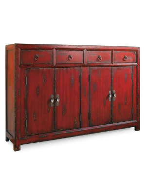 58'' Red Asian Cabinet