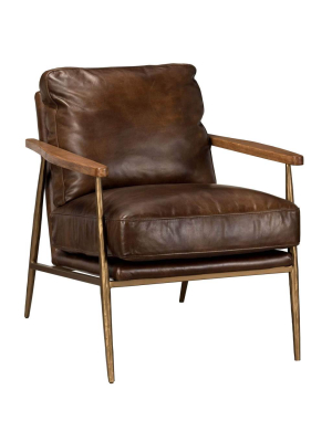 Christopher Leather Club Chair, Antique Brown