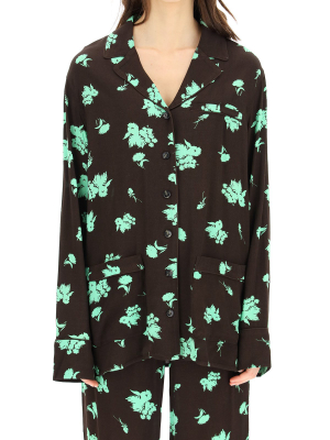 Ganni Floral Printed Crepe Shirt