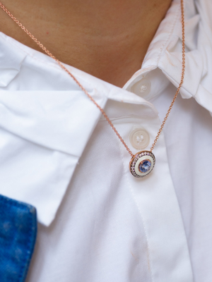 Navy Enamel & Diamond Pendant Necklace