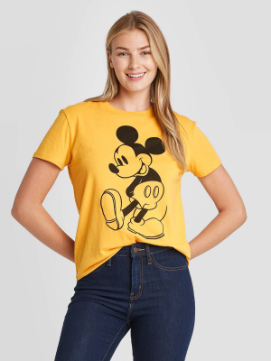 Women's Disney Mickey Short Sleeve Graphic T-shirt - Yellow