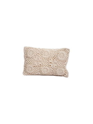Crochet Flower Rectangular Pillow