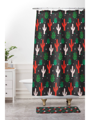 Cactus Christmas Shower Curtain - Deny Designs