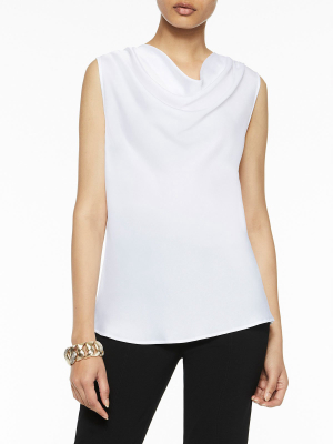 Cowl Neck Crepe De Chine Blouse, White