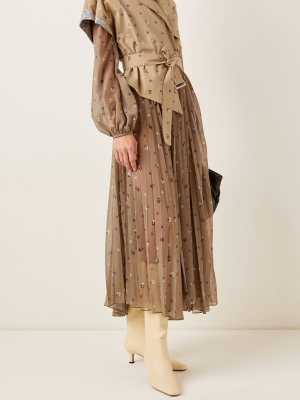 Laurie Trench-detailed Printed Chiffon Dress