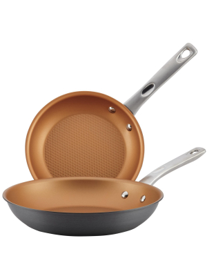 Ayesha Curry 9.25" X 11.5" Home Collection Hard Anodized Aluminum Skillets Twin Pack