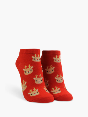 Reindeer Print Ankle Socks