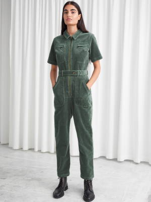 Fitted Belted Short Sleeve Jumpsuit