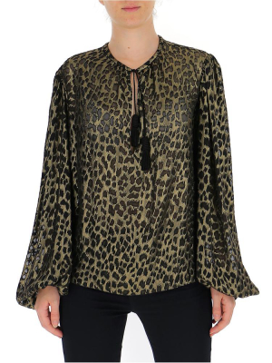 Saint Laurent Leopard Print Pirate Blouse