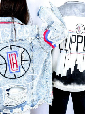 'go Clippers' Denim Jacket - Women