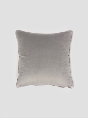 Piped Velvet Cushion 43x43cm In Silver