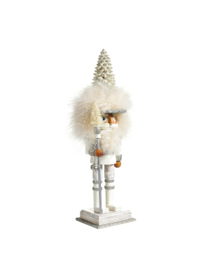 Kurt Adler 11.8" Weathered White Nutcracker With Pinecone Hat