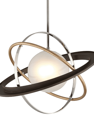 Apogee 1lt Pendant Large Bronze W/ Gold Leaf And Polished Stainless