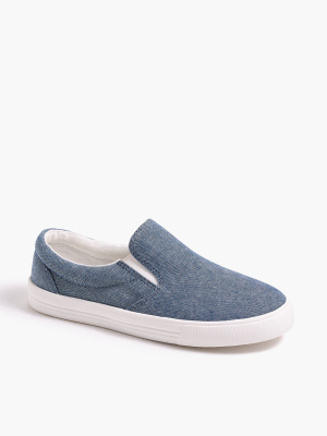 Boys' Chambray Slip-on Sneakers