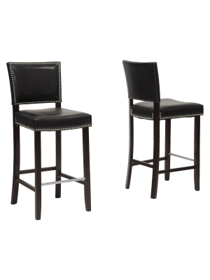 Set Of 2 Aries Modern Barstools With Nail Head Trim Black - Baxton Studio