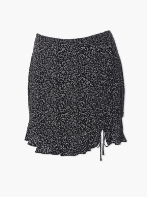 Plus Size Floral Self-tie Mini Skirt