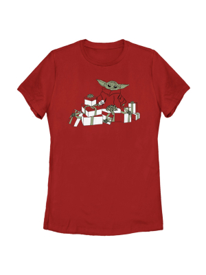 Women's Star Wars The Mandalorian Christmas The Child Gifts Galore T-shirt