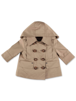 Burberry Kids Twill Hooded Trench Coat