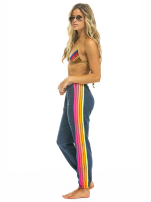 Women's 5 Stripe Sweatpants - Heather Navy // Neon