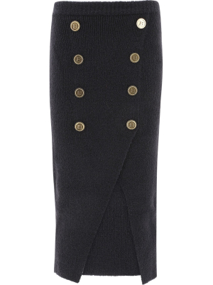 Balmain Button Embellished Knit Skirt