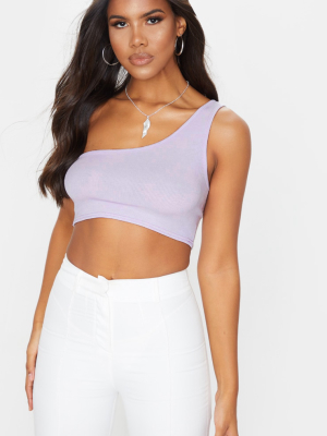 Lilac One Shoulder Rib Crop Top