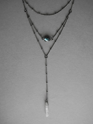 Layered Labradorite Lariat Necklace