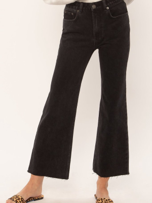 Gabi Crop Flare Denim Pant - Black