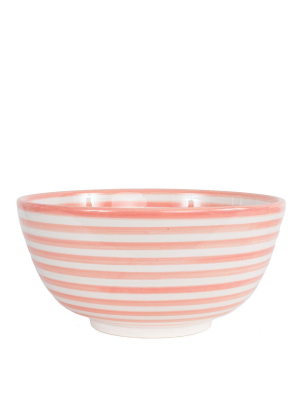Xl Ceramic Salad Bowl - Blush Stripe