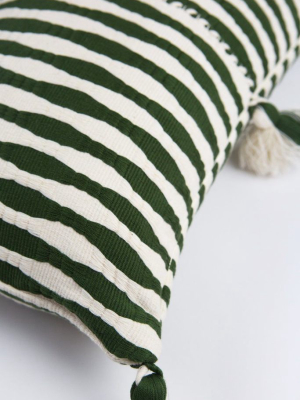 Antigua Lumbar Pillow - Olive Striped