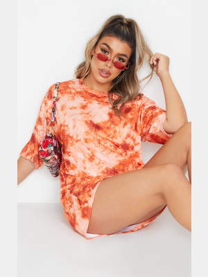 Brown Tie Dye Boyfriend T Shirt Dress