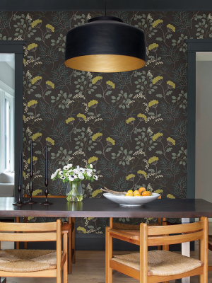 Sorrel Black Botanical Wallpaper From The Scott Living Ii Collection By Brewster Home Fashions