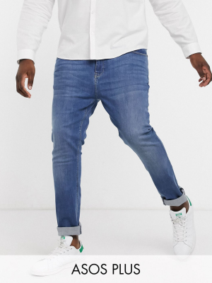 Asos Design Plus Super Skinny Jeans In Mid Wash