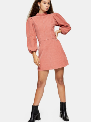 Pink Denim Corduroy Babydoll Dress