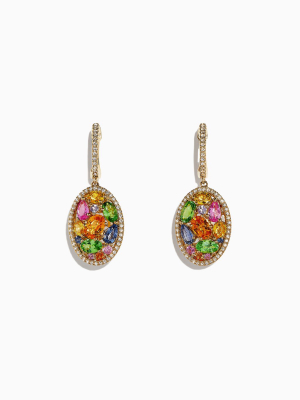 Effy Watercolors 14k Gold Multi Sapphire & Diamond Earrings, 5.11 Tcw