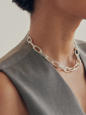 Oval Link Necklace Silver