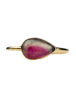 Gold East West Watermelon Tourmaline Ring